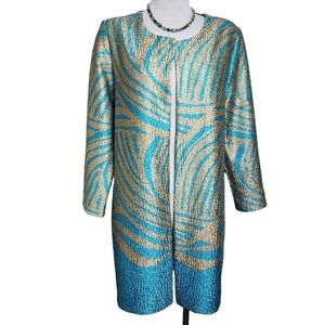 Chico's Traveler Gold & Teal Reversible Open Lightweight Women's Jacket Size S